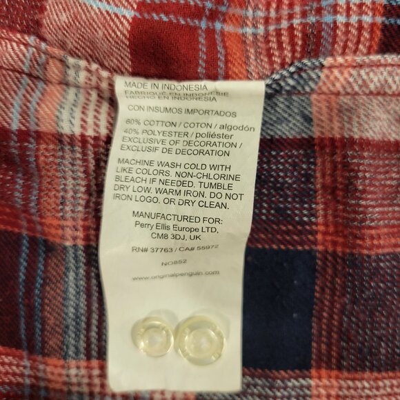 Penguin Flannel Shirt made for Perry Ellis, XL, Red Plaid - Picture 7 of 7